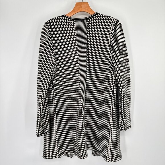 Talbots Womens Open Front Cardigan Medium Black & White Pure Merino Wool - Picture 9 of 12